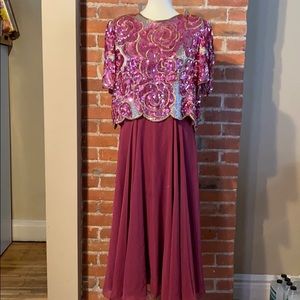 Peak 2-piece sequin and glass bead dress